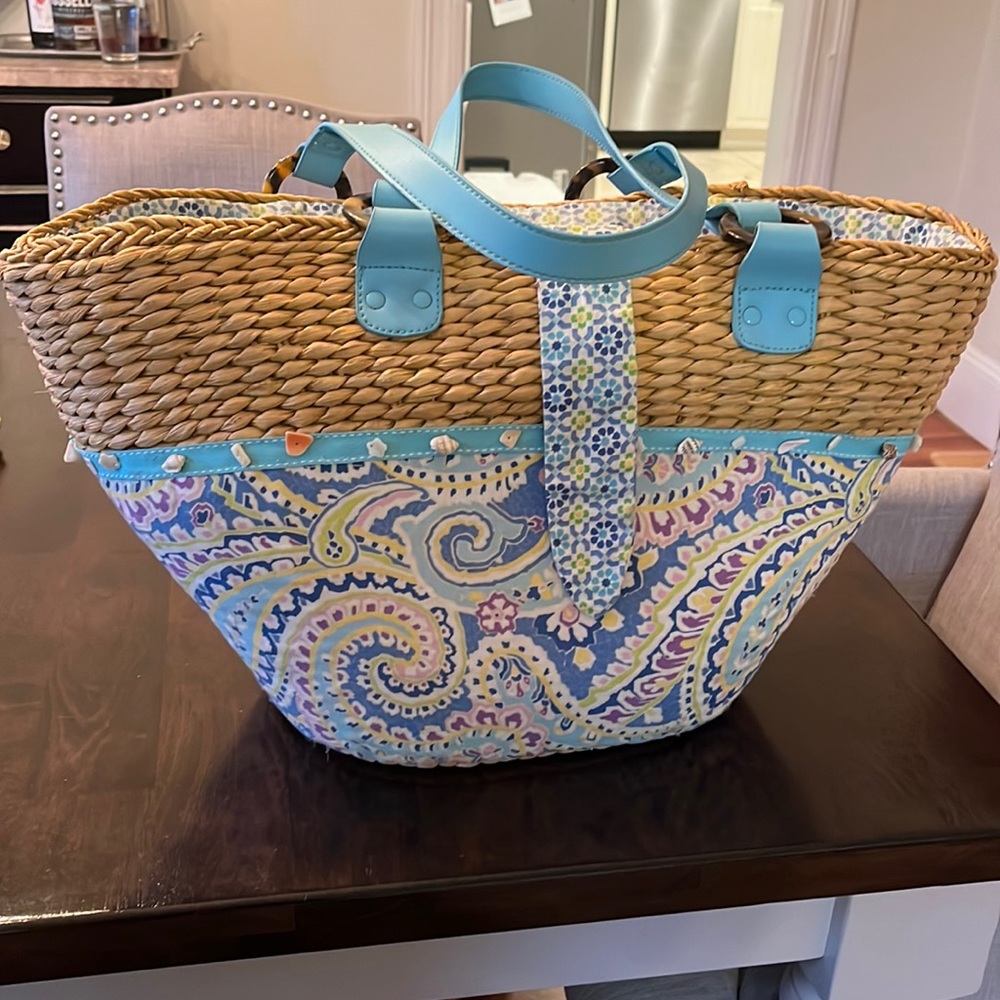 Vera Bradley Straw Beach Bag Tote